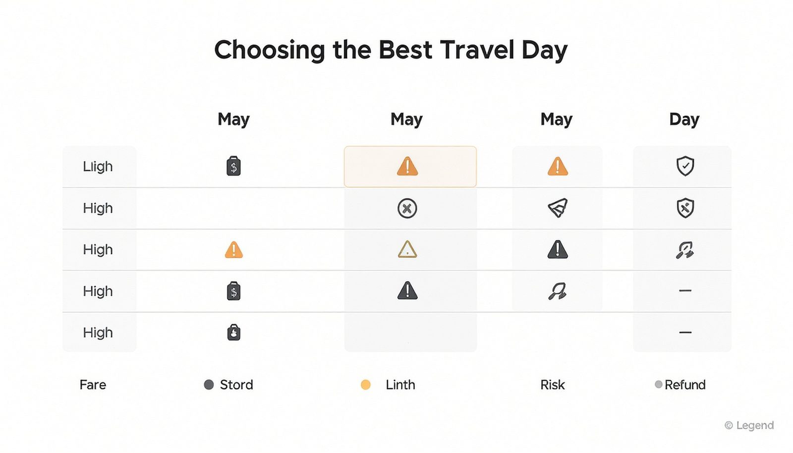 Table comparing typical fare levels and disruption implications by day of the week