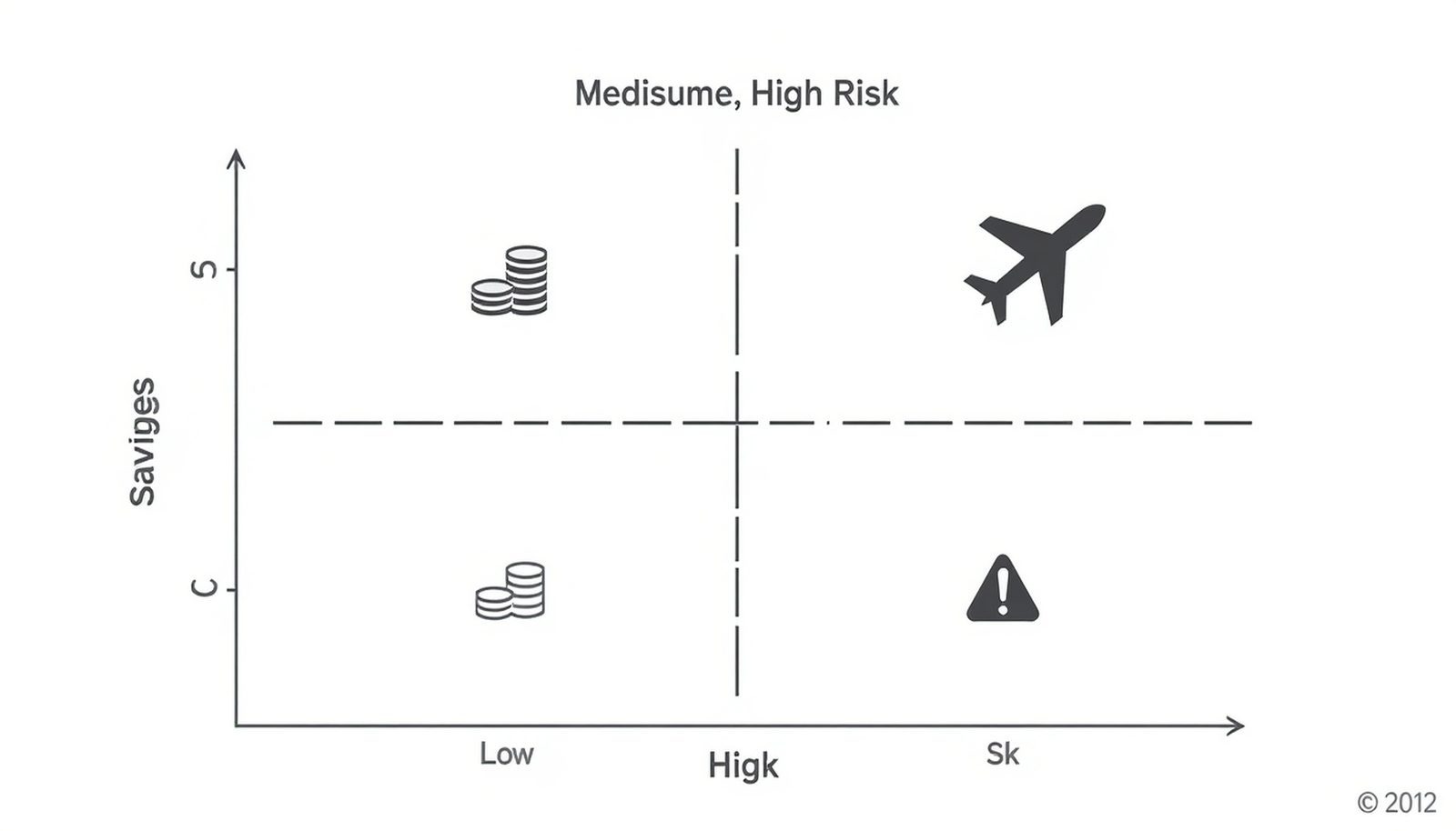 Matrix comparing potential savings from hidden-city ticketing against different categories of risk