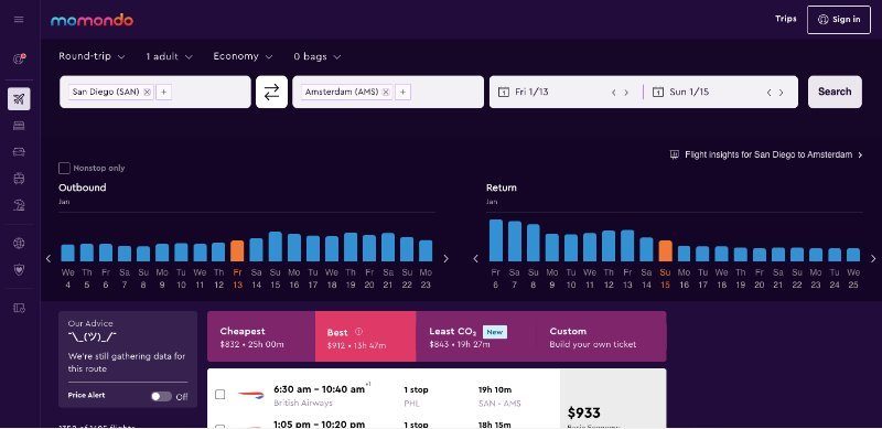 Momondo Cheap Flights Results