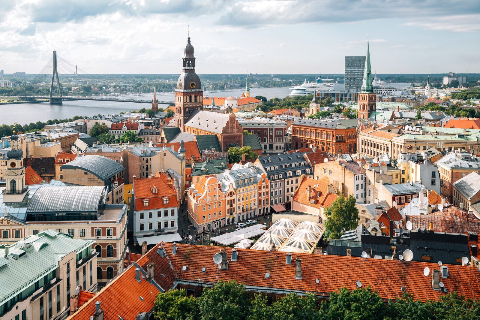 Aerial view of Riga, Latvia, one of the best places for an affordable city break in Europe