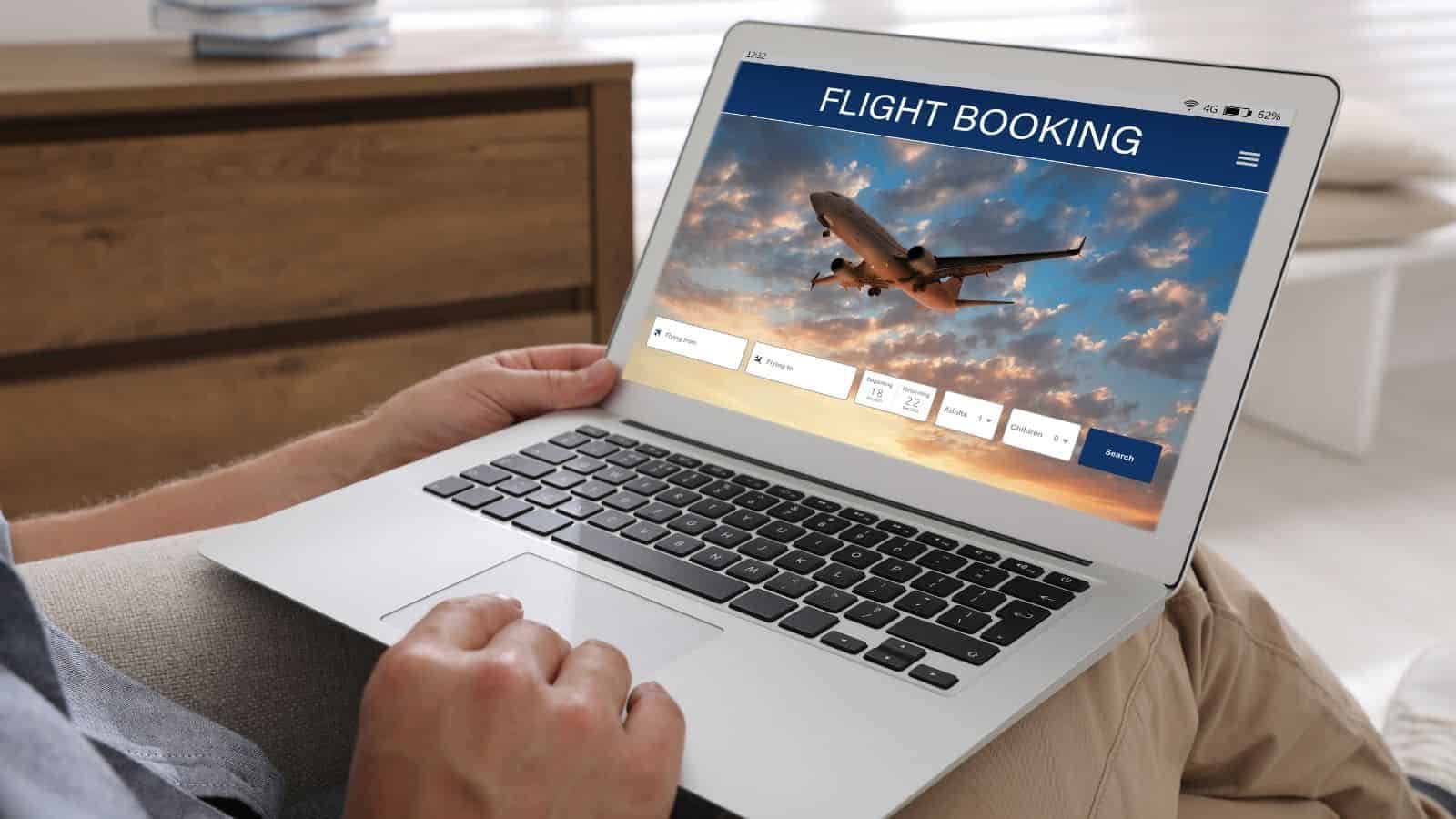 Traveler comparing budget and full-service airline options on a tablet