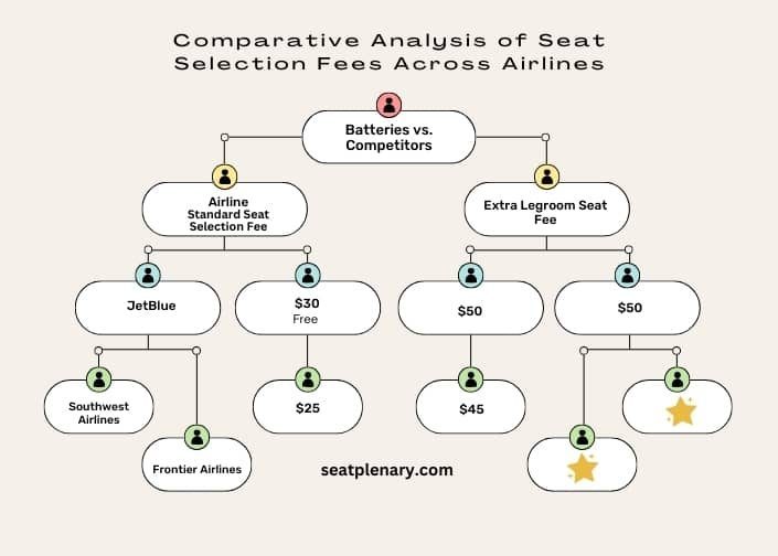 Infographic comparing seat selection fees across airlines