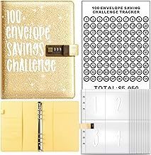 100 Envelopes Money Saving Challenge,Money Saving Challenge Budget Binder with Cash Envelopes,-with Coded Lock Savings Challenges Book, to Save $5,050 Budget Planner (Yellow)