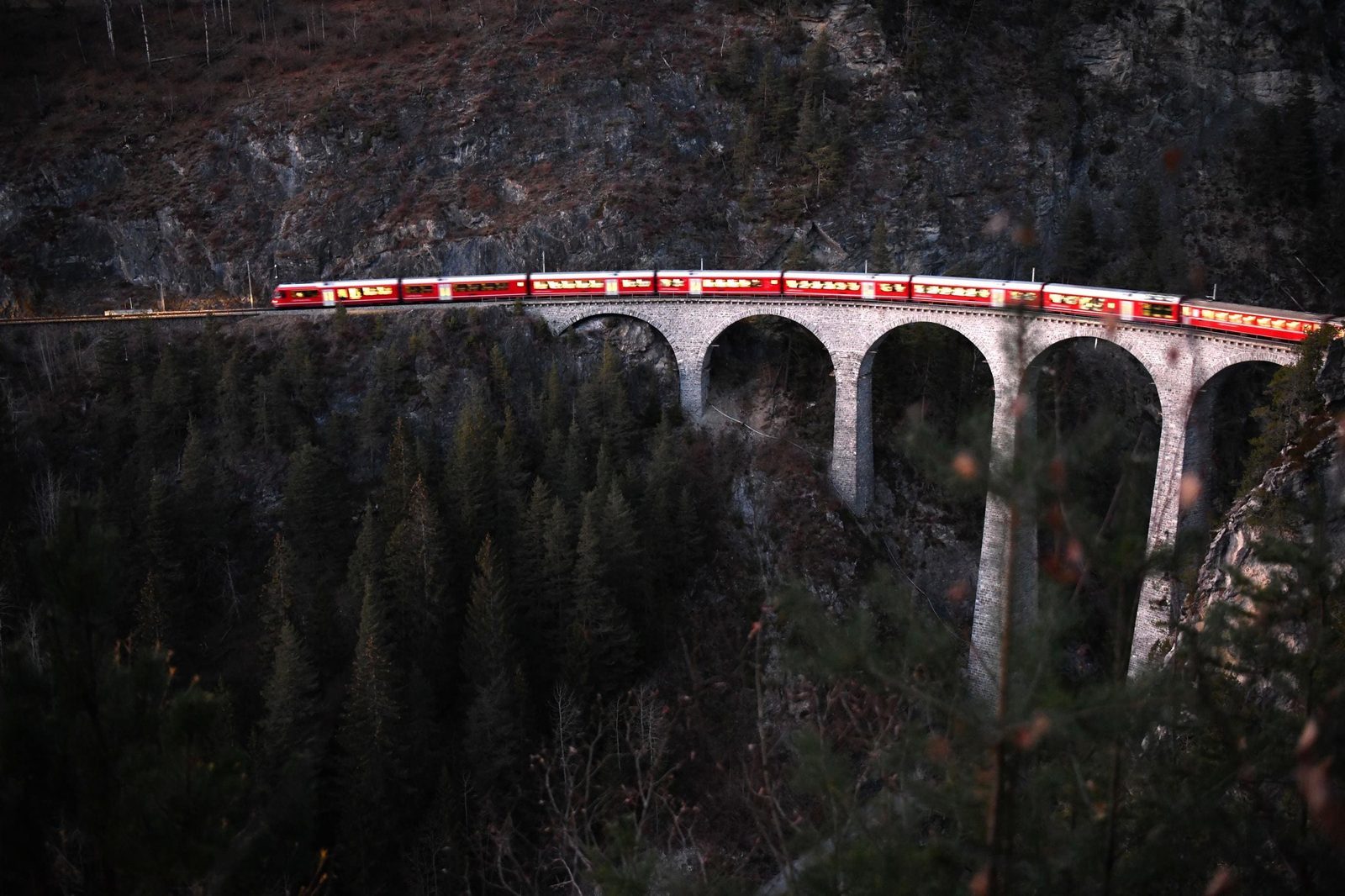 Scenic European railway in the mountains