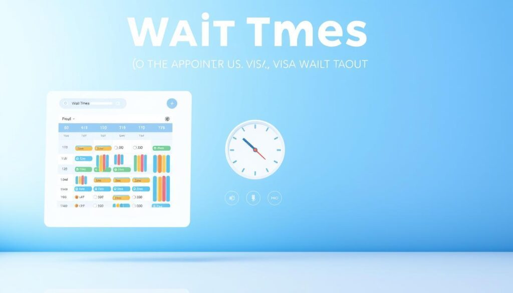 U.S. Visa appointment Wait Times tool with calendar and visa categories