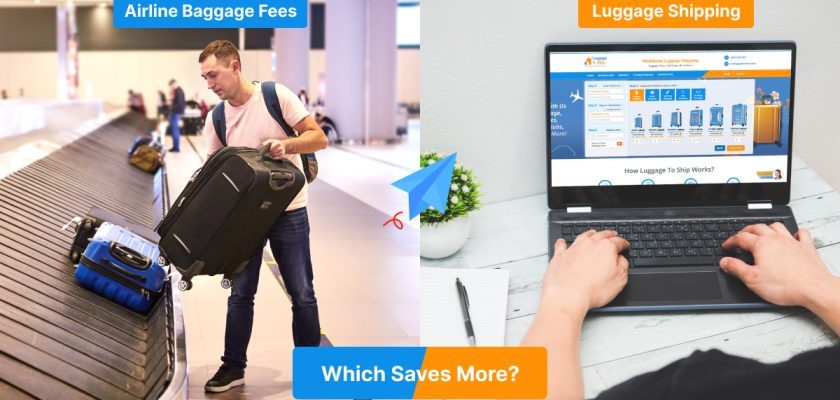Luggage shipping service comparison graphic