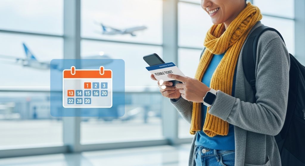 Flexible flight ticket concept showing airline change policy and refund options for travellers