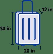 Diagram showing standard carry-on bag dimensions