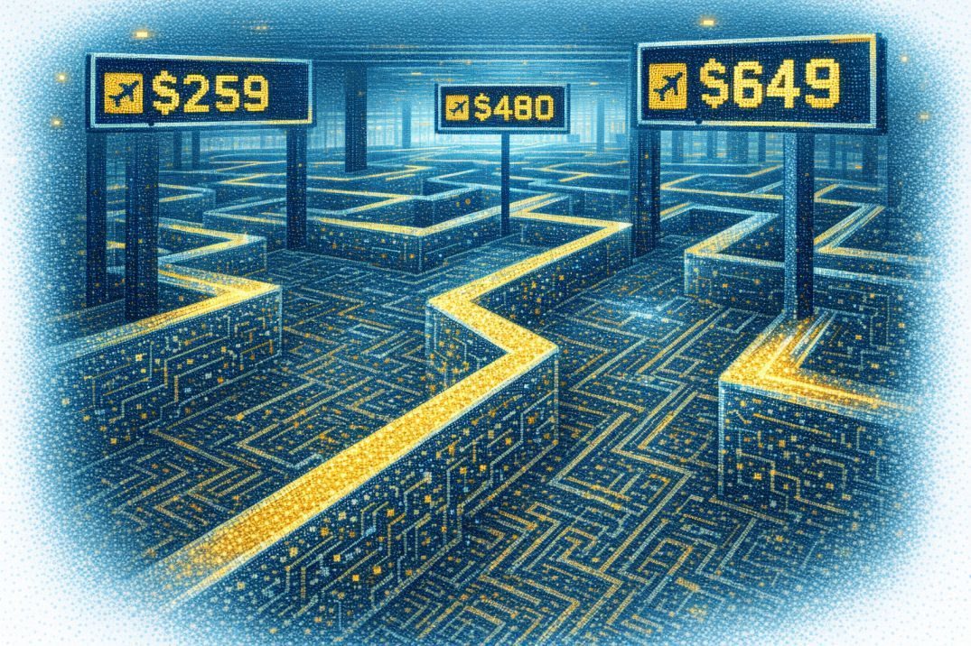 business traveler checking flight details on laptop