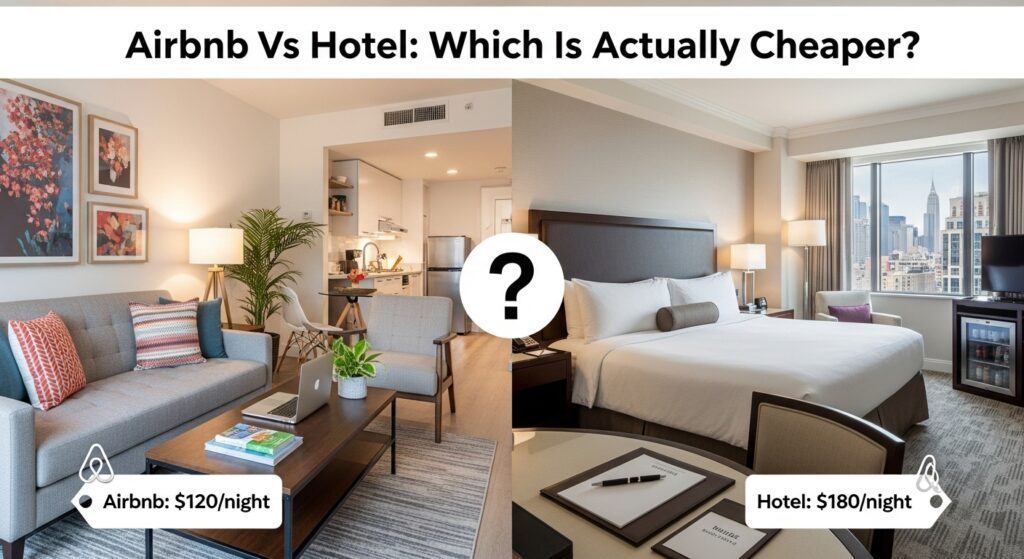 Airbnb vs hotel cost comparison concept