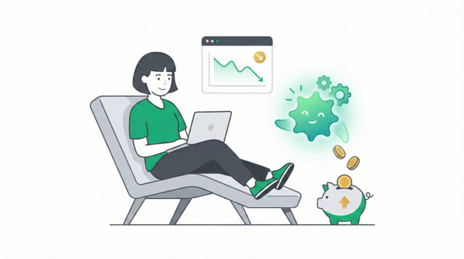 Relaxed traveler using AI-powered tools to save on airfare