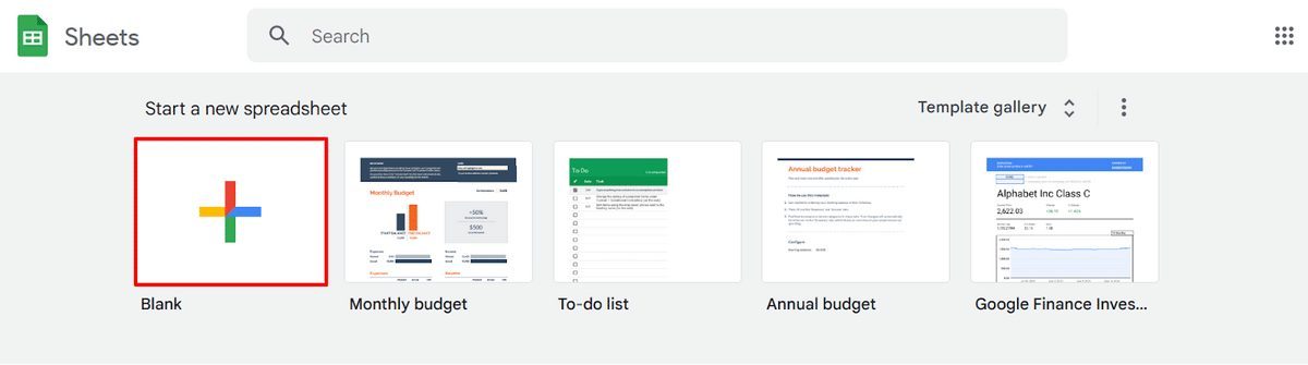 Creating a blank spreadsheet on Google Sheets