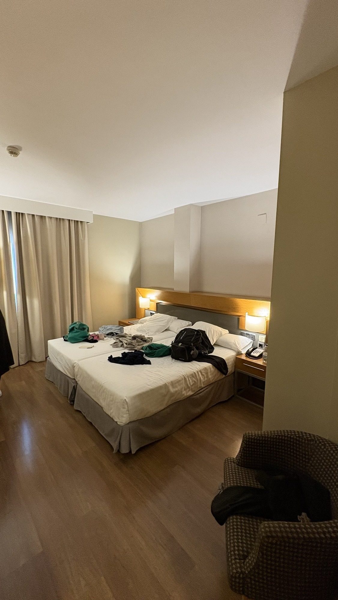 Airport hotel corridor leading towards terminal