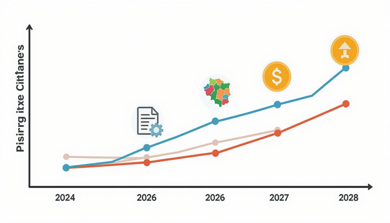 Timeline-style chart illustrating how tourist taxes in selected cities increase over the years due to new levies and zone systems